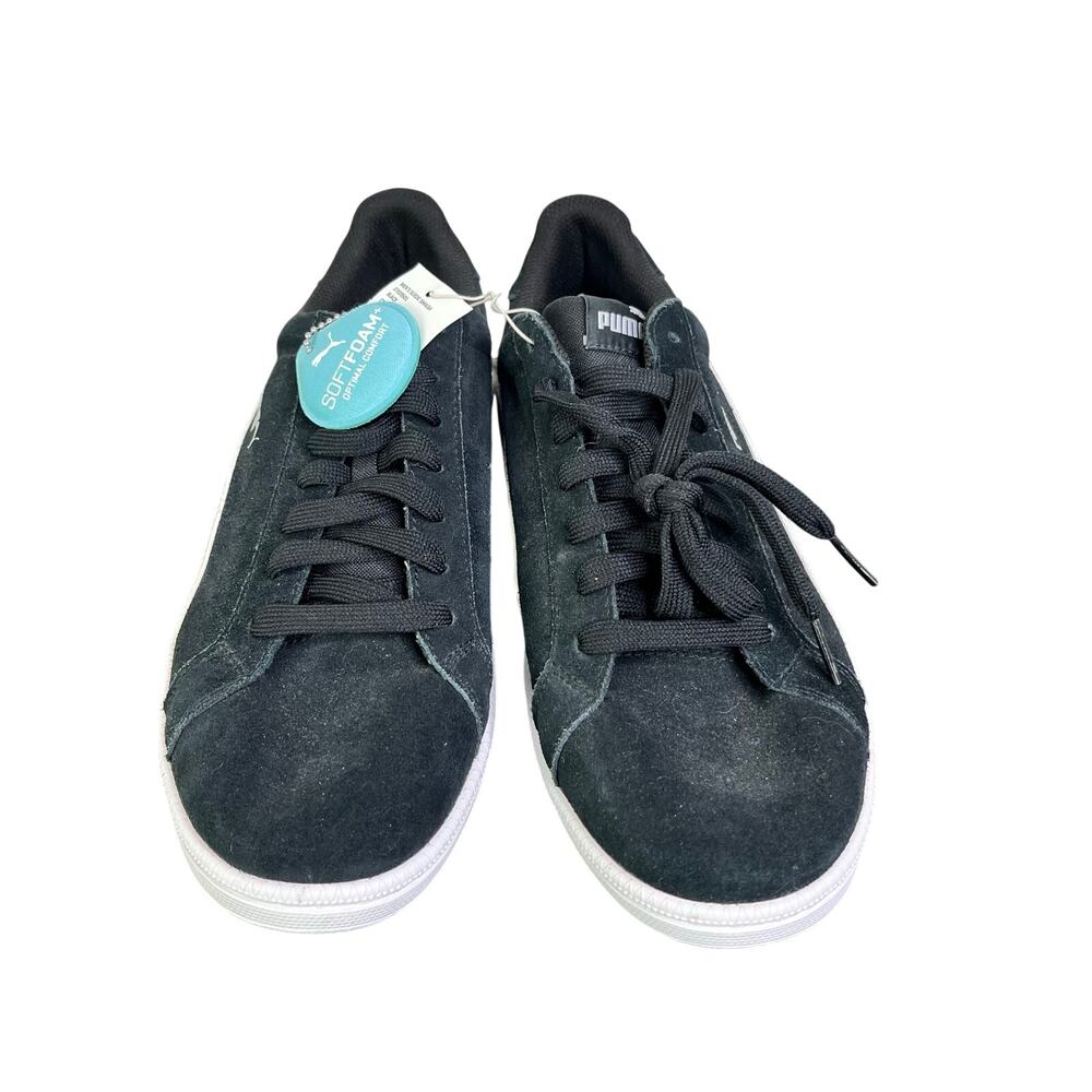 Puma Sneakers Mens 11 Black Suede Smash White Striped Softfoam+ Laced Up NWOB‎